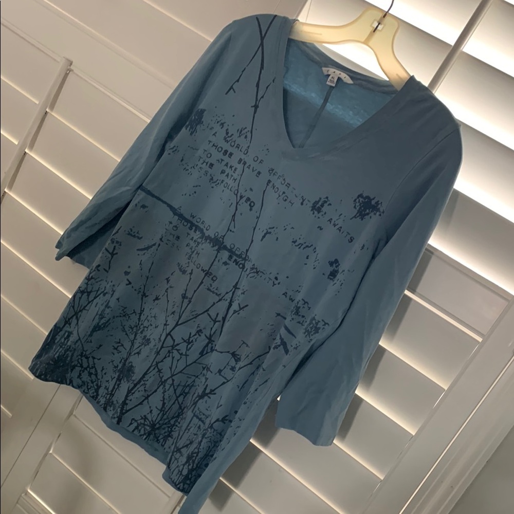 CAbi (Vintage!) Blue V-Neck Women's 3/4 Sleeve Top